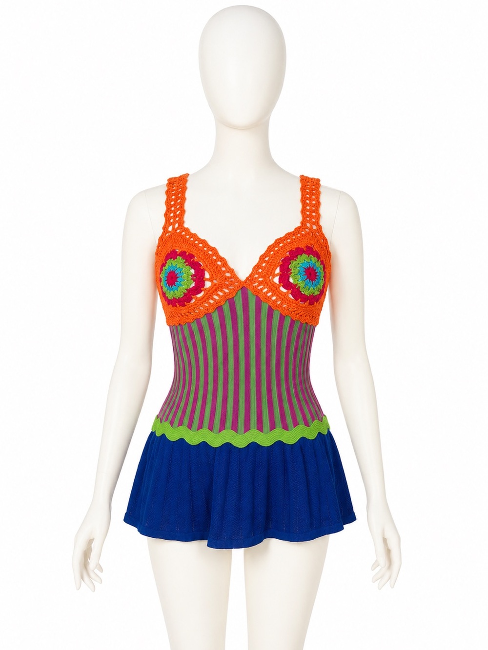 Moschino Couture Resort 2017 Runway Multicolor Crochet Knit Top NWT